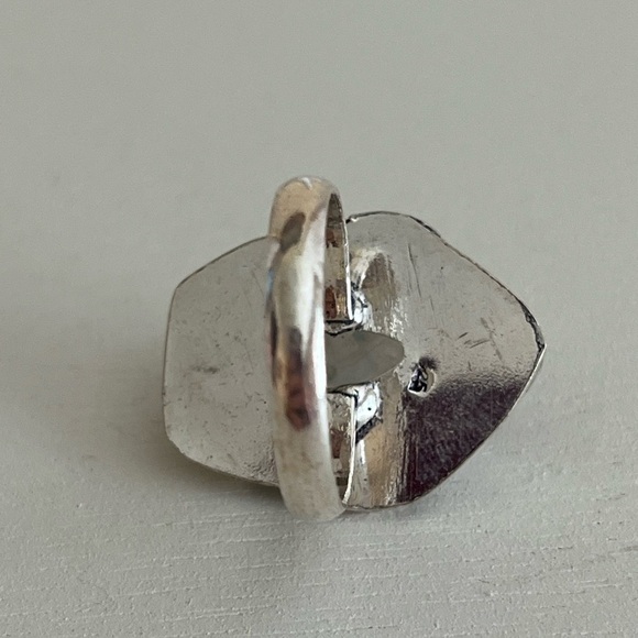 925 SILVER OVERLAY GEMSTONE RING RAINBOW MOONSTONE SIZE 8.25 - Picture 4 of 6